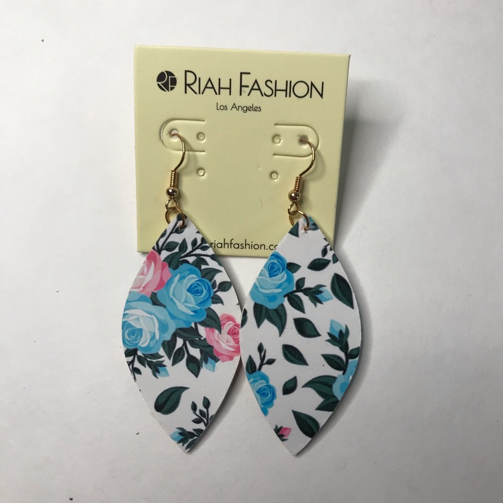 Faux Leather Floral Earrings
